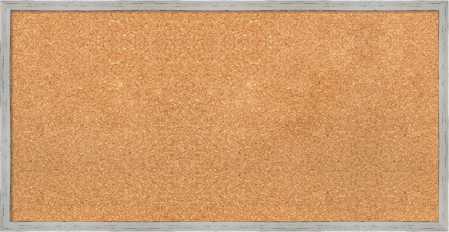 Amanti Art Natural Cork Board for Wall, 17x33 Vision Board with White Frame, Medium Corkboard Office Decor for Home Organization, Cottage Corkboard Pinboard to Display Items for Home Organization in
