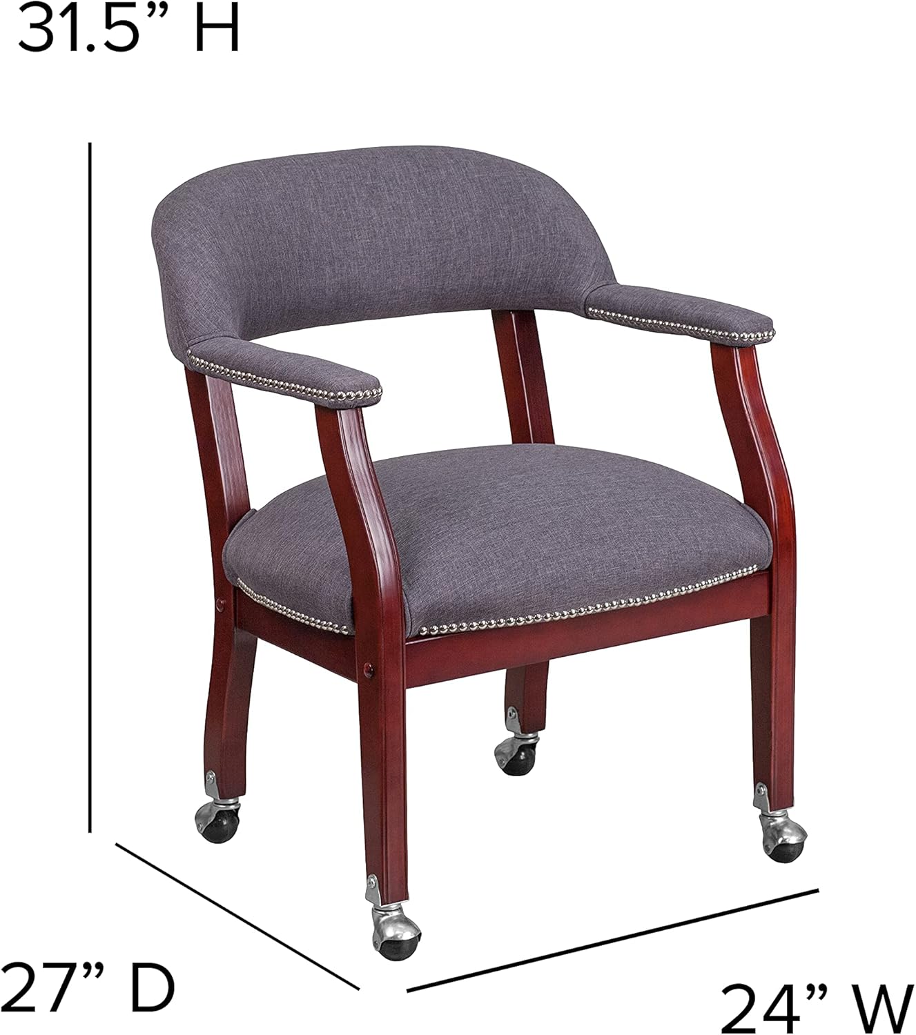 EMMA + OLIVER Gray Fabric Luxurious Conference Chair with Casters