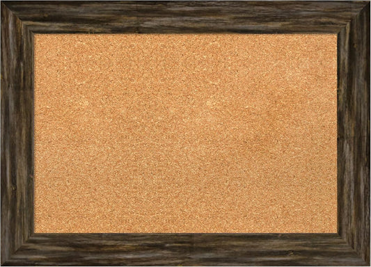 Amanti Art Natural Cork Board for Wall, 21x29 Vision Board with Brown Wood Frame, Medium Corkboard Office Decor for Home Organization, Country Rustic Corkboard Pinboard to Display Items for Home