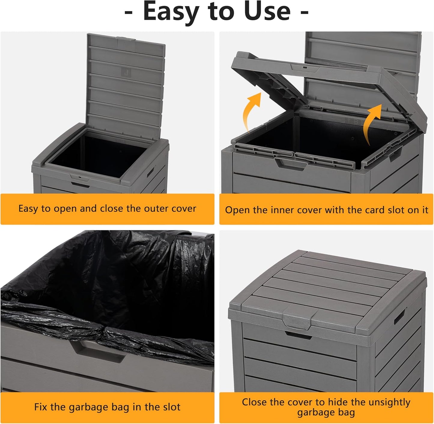 Outdoor Trash Can, 31 Gallon Garbage Can with Tiered Lid and Drip Tray, Waterproof Resin Patio Waste Bin for Garden, Backyard, Deck