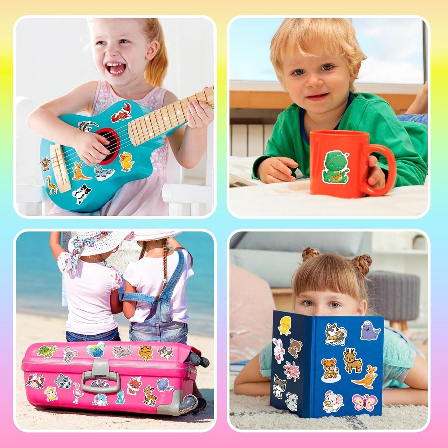 Water Bottle Stickers 200 Pcs Cute Animal Sticker Pack, Teacher Reward Prizes for Kids Classroom, Waterproof Vinyl Stickers for Water Bottles Scrapbook Journal Tablet Kindle Laptop Diary Scooters etc