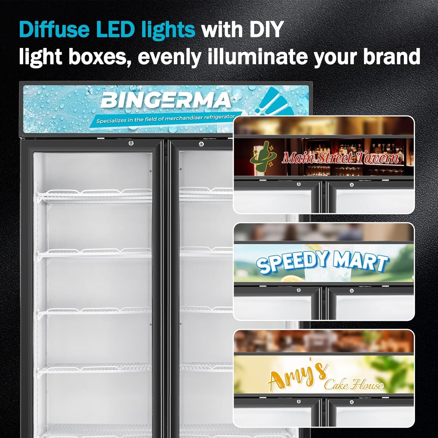 Commercial Merchandiser Display Refrigerator with 2 Glass Doors 30 Cu.ft Beverage Back Bar Cooler Black Drink Fridge for Convenience Stores, Supermarkets,Bars,Offices