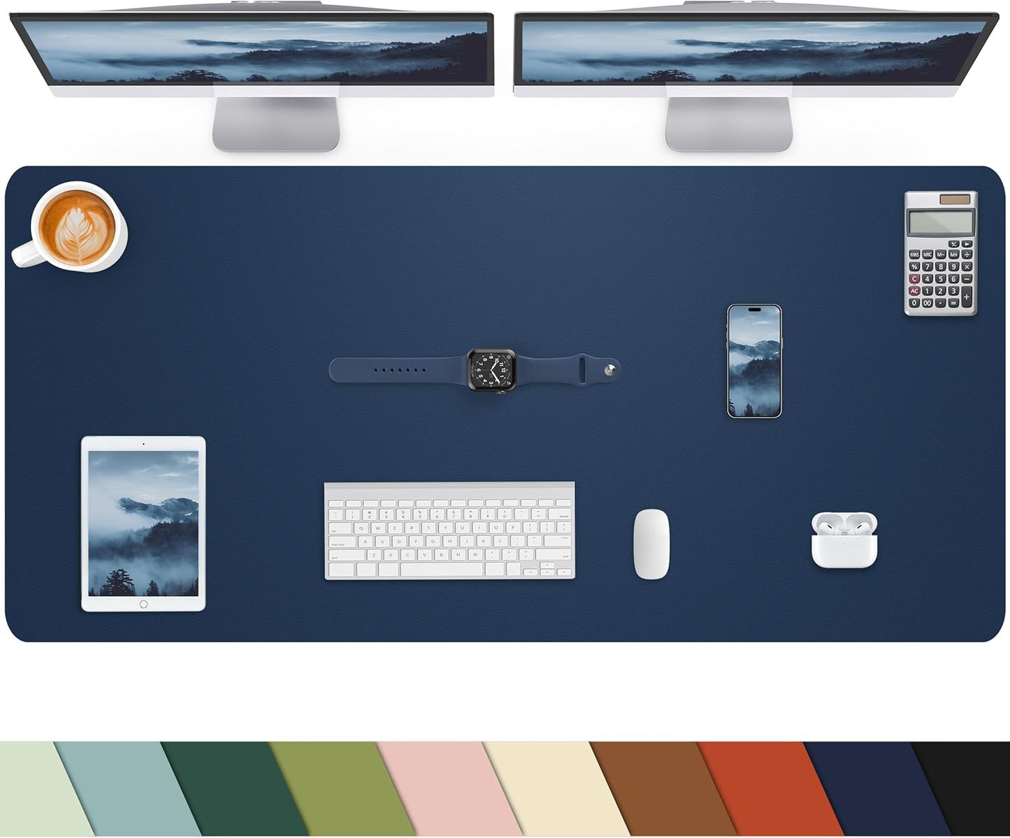Desk mat Large, Leather Desk Pad Protector,Office Desk Mat,Mouse Pad, Non-Slip Desk Blotter, Laptop Desk Pad, Waterproof Desk Writing Pad for Office&Home (Midnight Blue, 48" x 24")