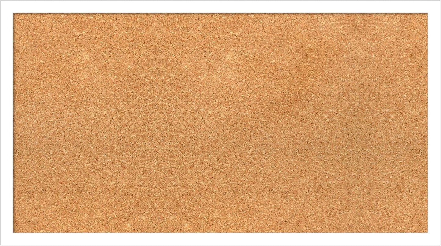 Amanti Art Natural Cork Board for Wall, 15x27 Vision Board with White Frame, Medium Corkboard Office Decor for Home Organization, Modern Corkboard Pinboard to Display Items for Home Organization in