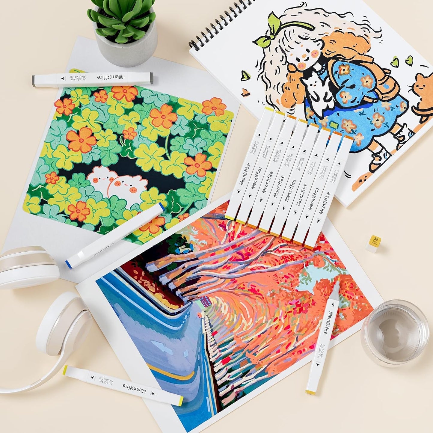 80 Colors Dual Tip Artist Alcohol Markers Set with Carrying Case - Perfect for Coloring, Drawing, Sketching, Card Making and Illustration - Perfect for Adults and Kids