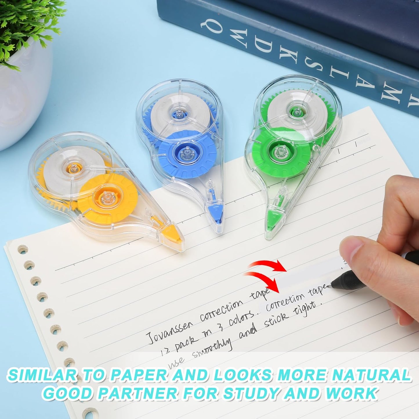 White Correction Tape, 12 Pack, 39.37 Feet Correction Tape for School And Office, writing supplies and correction supplies