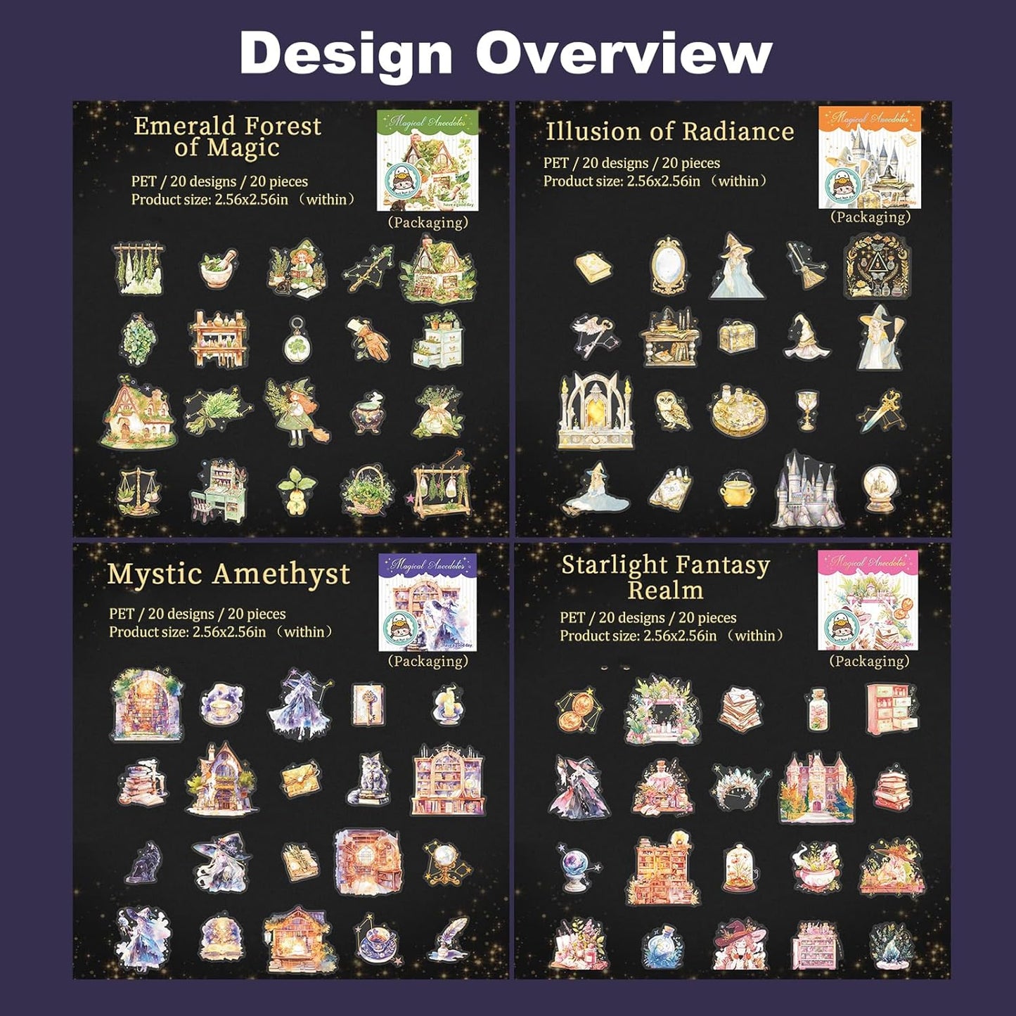 Magic-Themed PET Sticker Set, 80PCS Fantasy Adventure Stickers for Scrapbooking, Journaling, DIY Crafts, and Art Supplies