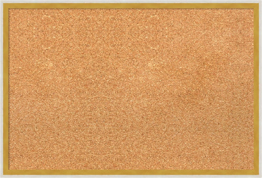 Amanti Art Natural Cork Board for Wall, 17x25 Vision Board with White Frame, Medium Corkboard Office Decor for Home Organization, Modern Corkboard Pinboard to Display Items for Home Organization in