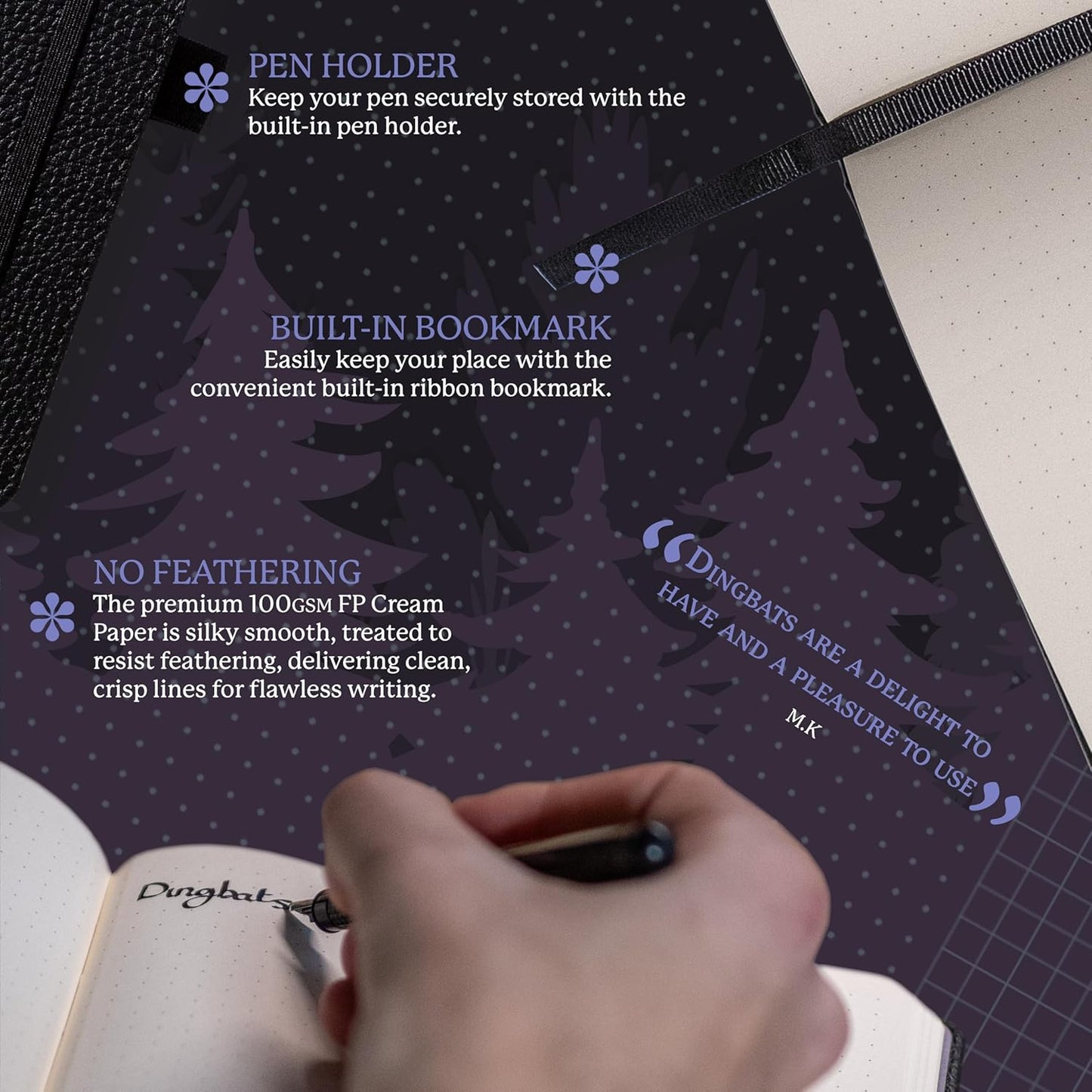 Dingbats* Wildlife Plain Writing Journal Notebook A5 - Vegan Leather Hardcover - Ideal for Work, Travel - Pocket, Elastic Closure, & Bookmark