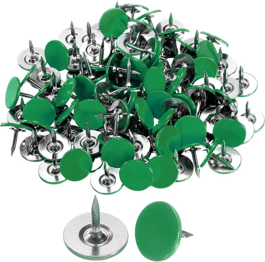 uxcell 100Pcs Upholstery Tacks, 11mmx10mm Flat Head Thumb Tack Decorative Furniture Nails Push Pins for Furniture Sofa Headboards, Green