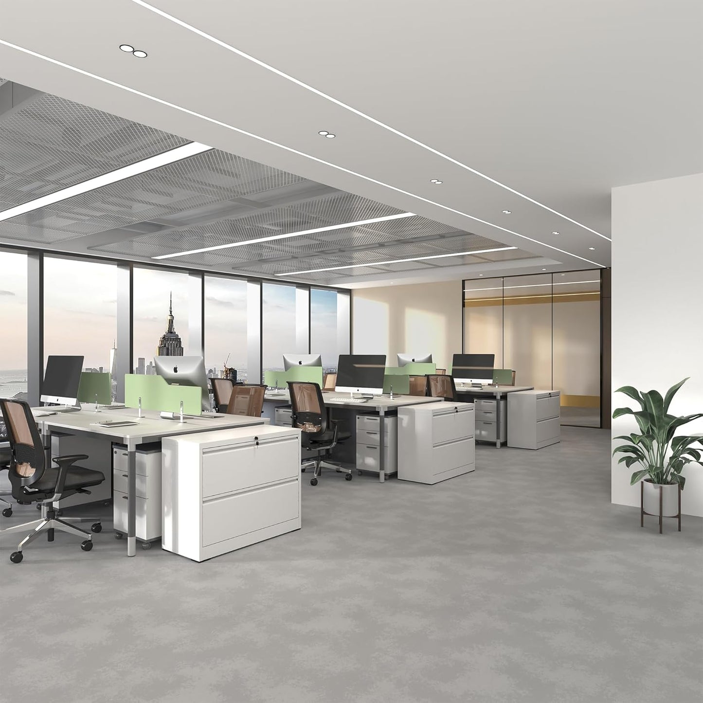 Lateral File Cabinet with Lock, Metal File Cabinets for Home Office Legal/Letter A4 Size, File Cabinet with 2 Drawer Storage Cabinet, Require Assembly, White