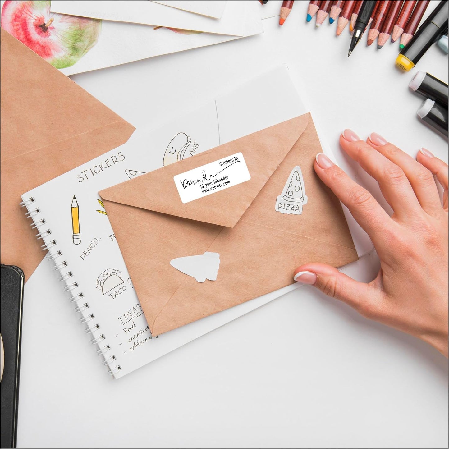 White Address Labels - Personalized Return Address Labels, Custom Printed Mailing and Shipping Labels for Envelopes, Packages, Business, Home Use (Joyful Script)