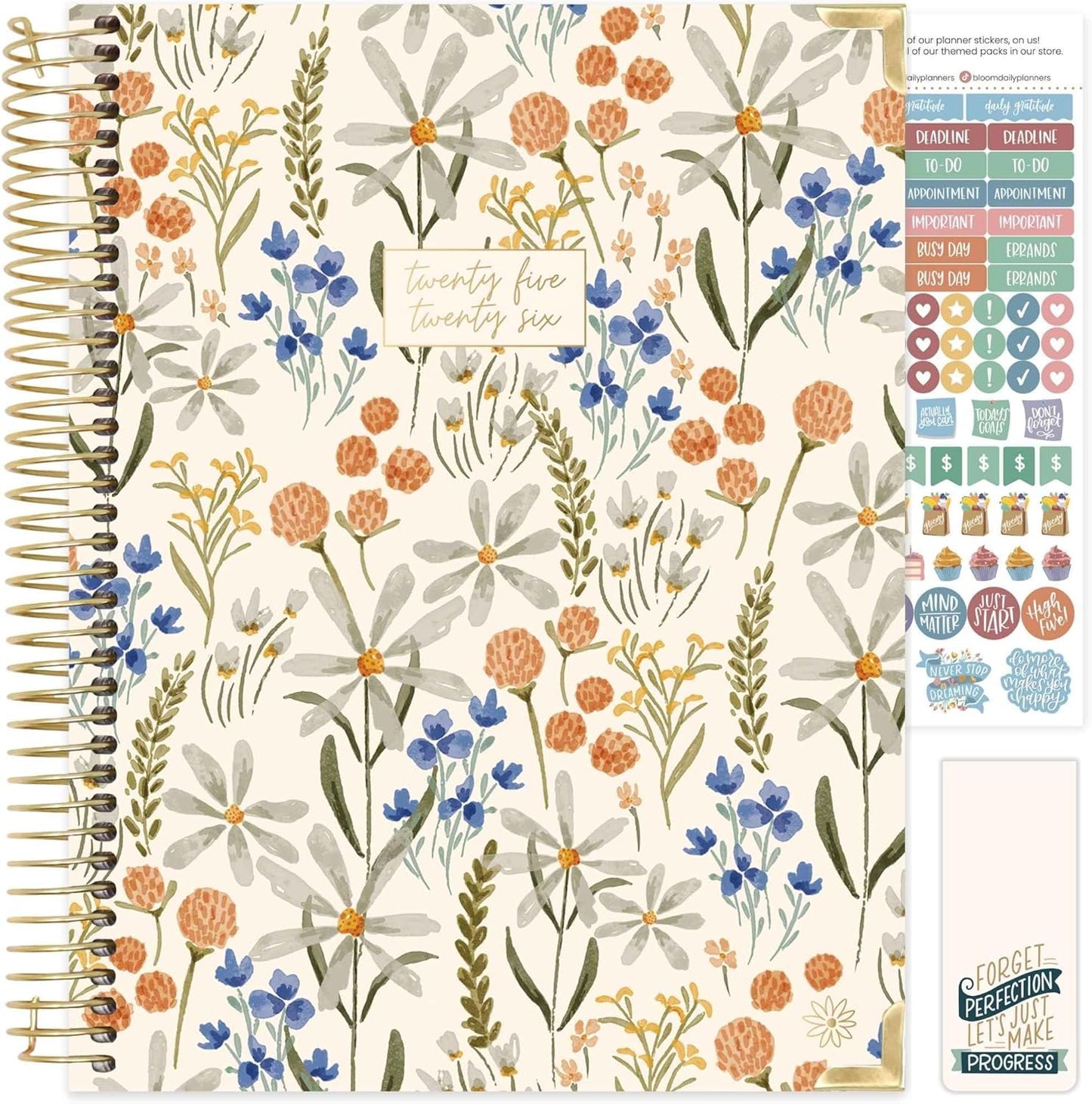bloom daily planners HARDCOVER 2025-2026 (8.5" x 11") Academic Year Day Planner (July 2025 - July 2026) - Task Goal Organizer - Monthly & Weekly Inspirational Agenda Book - Whimsical Wildflowers