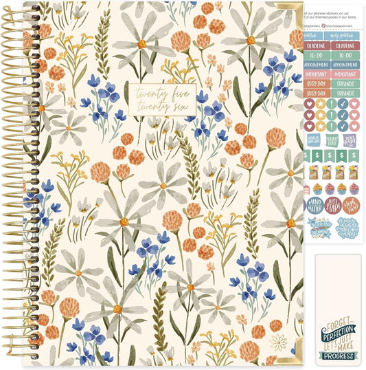 bloom daily planners HARDCOVER 2025-2026 (8.5" x 11") Academic Year Day Planner (July 2025 - July 2026) - Task Goal Organizer - Monthly & Weekly Inspirational Agenda Book - Whimsical Wildflowers