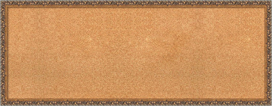 Amanti Art Natural Cork Board for Wall, 18x46 Vision Board with Bronze Frame, Oversize Corkboard Office Decor for Home Organization, Traditional Corkboard Pinboard to Display Items for Home