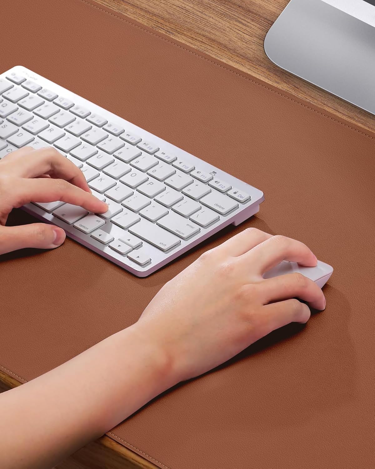 Non-Slip Desk Pad,Mouse Pad,Waterproof PVC Leather Desk Table Protector,Non-Slip PU Leather Desk Blotter, Easy Clean Laptop Desk Writing Mat for Office Work/Home/Decor(Brown, 23.6" x 13.7")