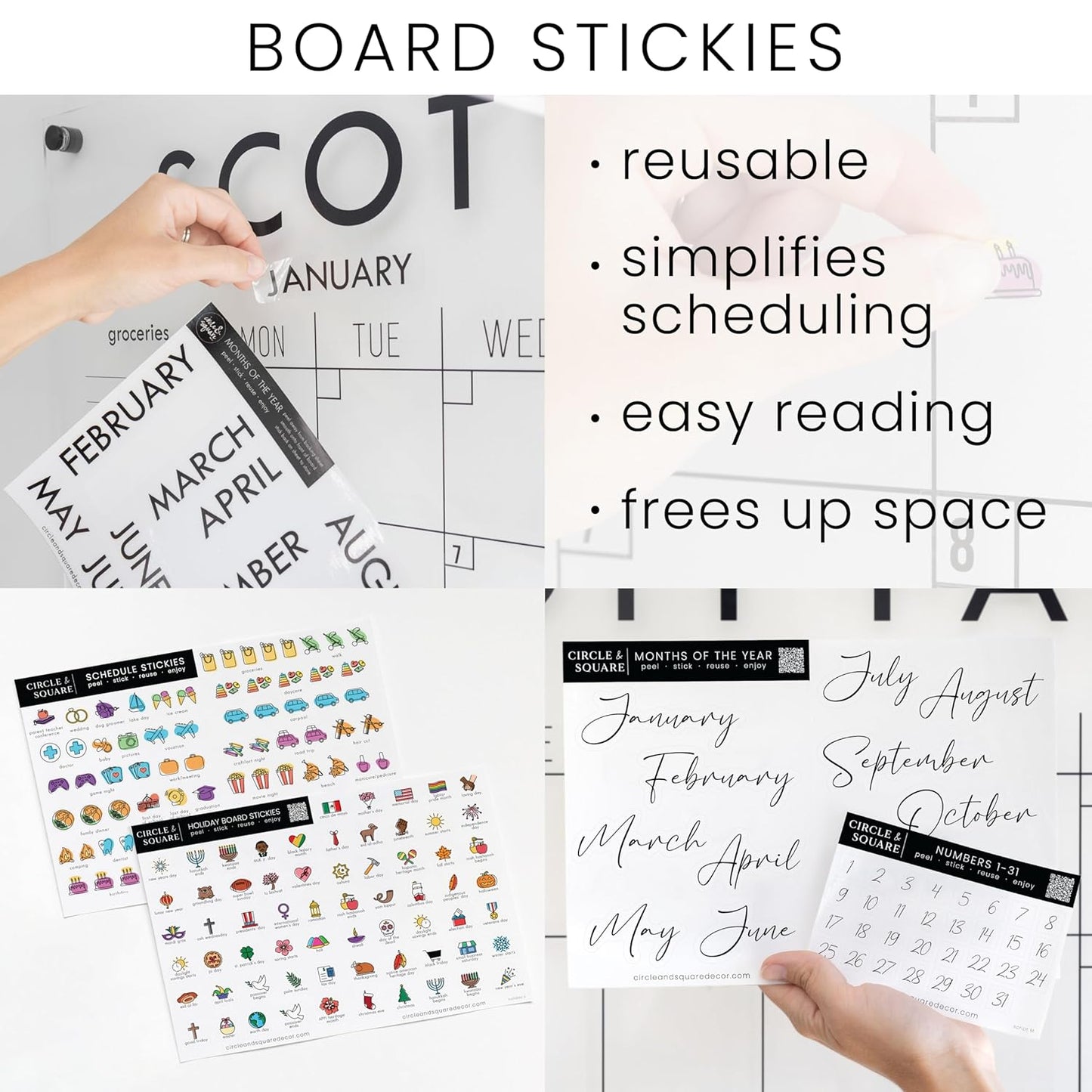 Personalized Clear Acrylic Calendar for Wall, Calendar Whiteboard for Wall, Dry Erase Wall Calendar, Wall Calendar Organizer System for Home (Cursive, Jade, 31"W x 23"H)