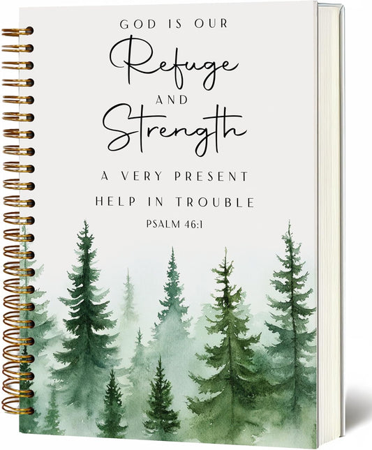 YOU FOUND ME Bible Journal, A5 Spiral Christian Bible Journal with Pink Cherry Notebook, God is Our Refuge and Strength, Bible Verse Gift for Women Birthday Christmas, Sunday School, Office Supplies