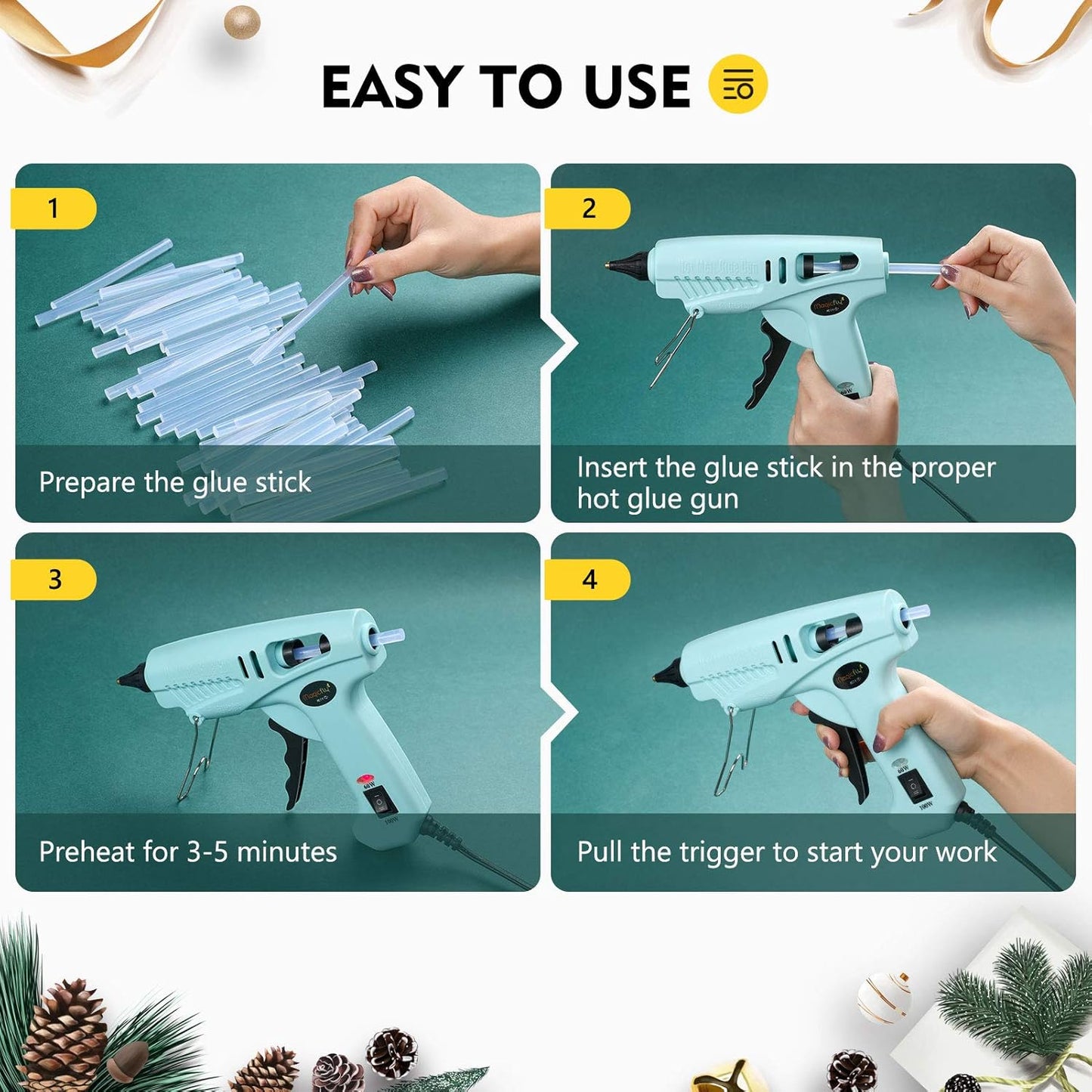 Magicfly Hot Glue Gun Sticks, Huge Pack of 800, 6 lbs, 4 Inch Long and 0.27 Inch Diameter Mini Hot Melt Glue Sticks, Compatible with Most Glue Guns, for DIY Craft Projects and Sealing