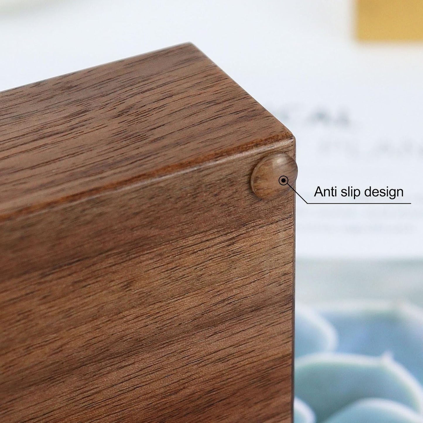 MultiBey Wooden Walnut Sticky Note Pad Holder for Desk, Memo Holder Paper Dispenser, Desktop Accessories Organizer for Office School Home