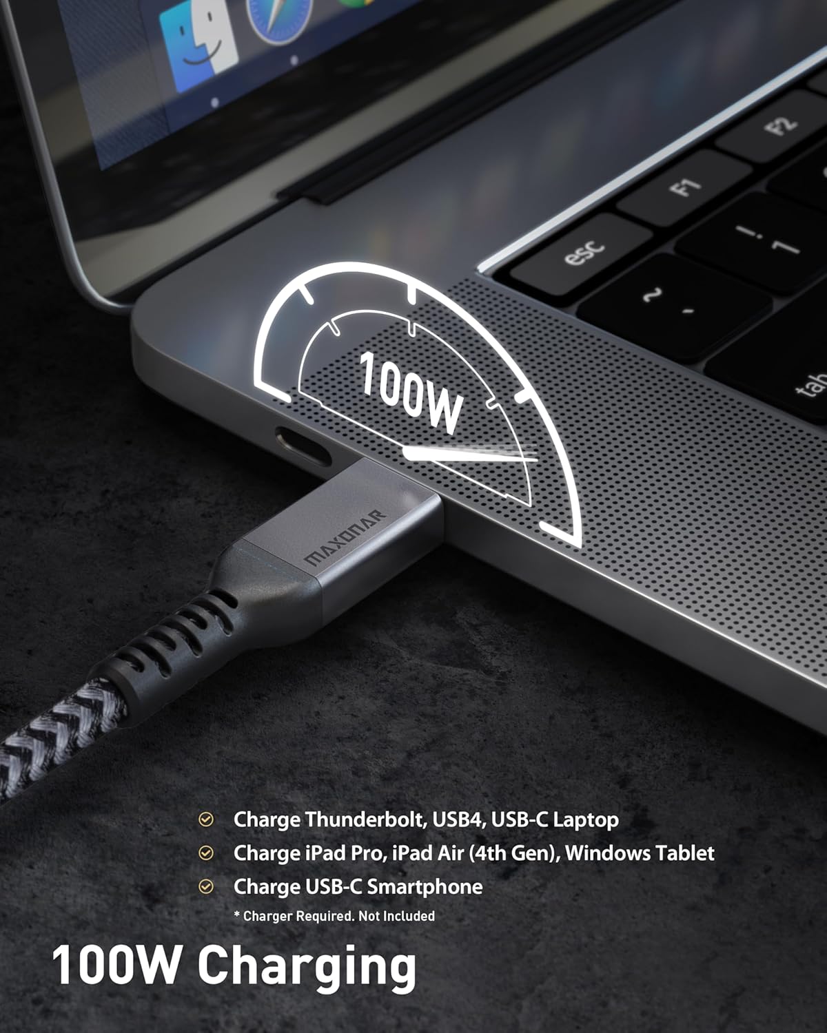 Maxonar 16.5FT Thunderbolt 4 Cable with 20Gbps Data Sync/100W Charging and 4K@60Hz for Thunderbolt 4/3, USB4, and USB C Devices