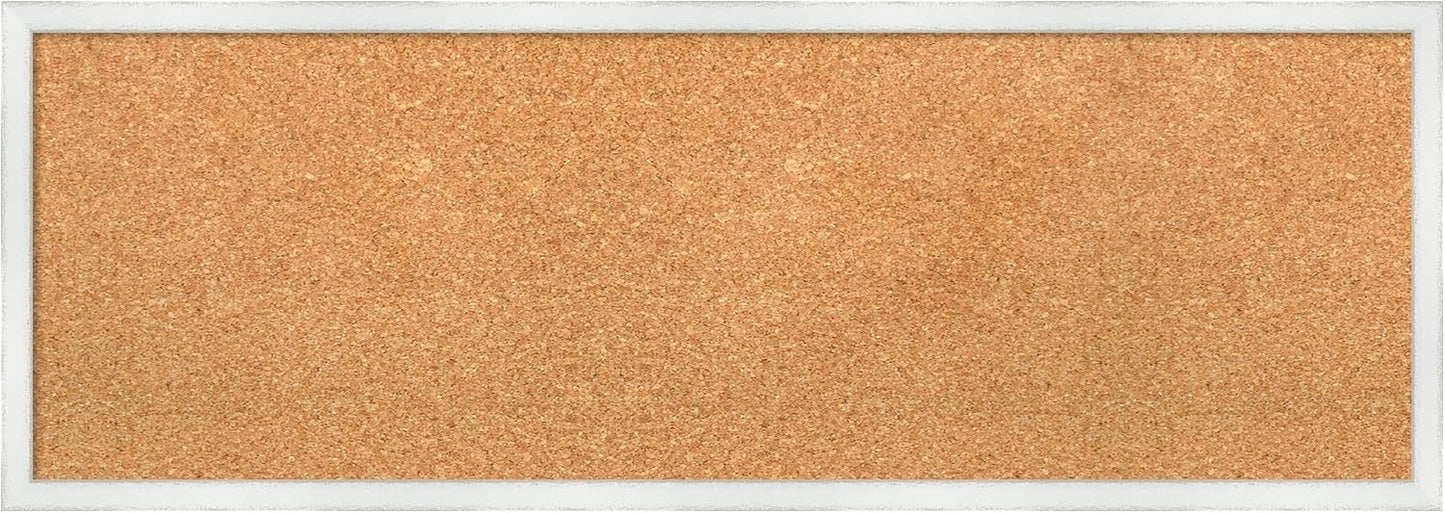 Amanti Art Natural Cork Board for Wall, 13x37 Vision Board with White Frame, Medium Corkboard Office Decor for Home Organization, Country Rustic Corkboard Pinboard to Display Items for Home