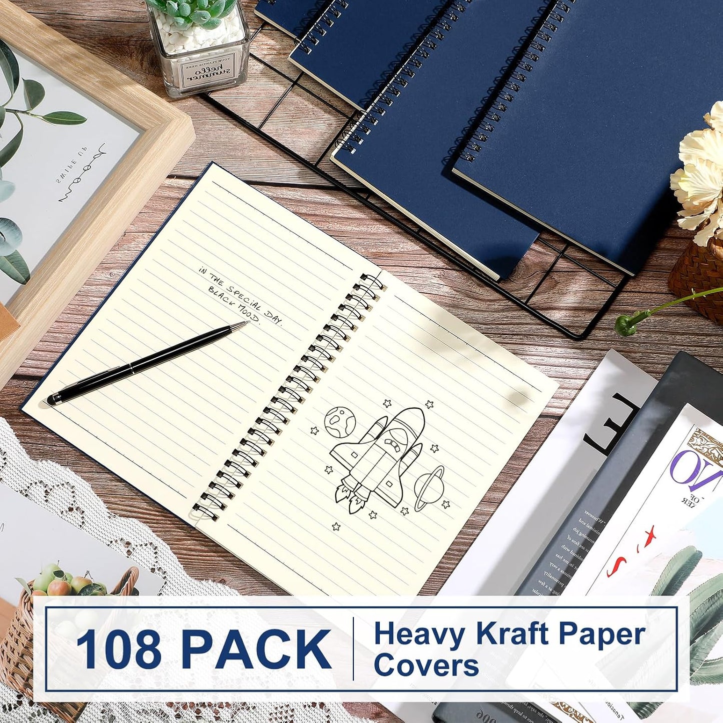 Yahenda Spiral Notebook Bulk A5 Journal Lined 8.3'' x 5.5'' Writing Composition Paper Small Notepad Subject Notebook for Students Office Business Back to School Supplies(Deep Blue,108 Pcs)