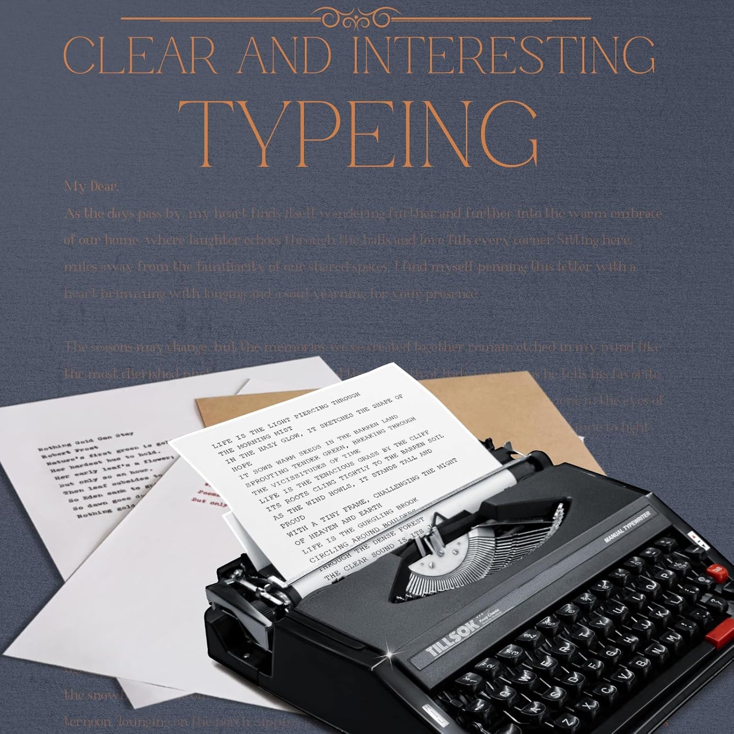 Manual Typewriter Machine – Vintage Portable Typewriter for Typing Letters – Classic Black Type Writer for Kids, Authors, and Retro Enthusiasts – Gift for Writers and Collectors