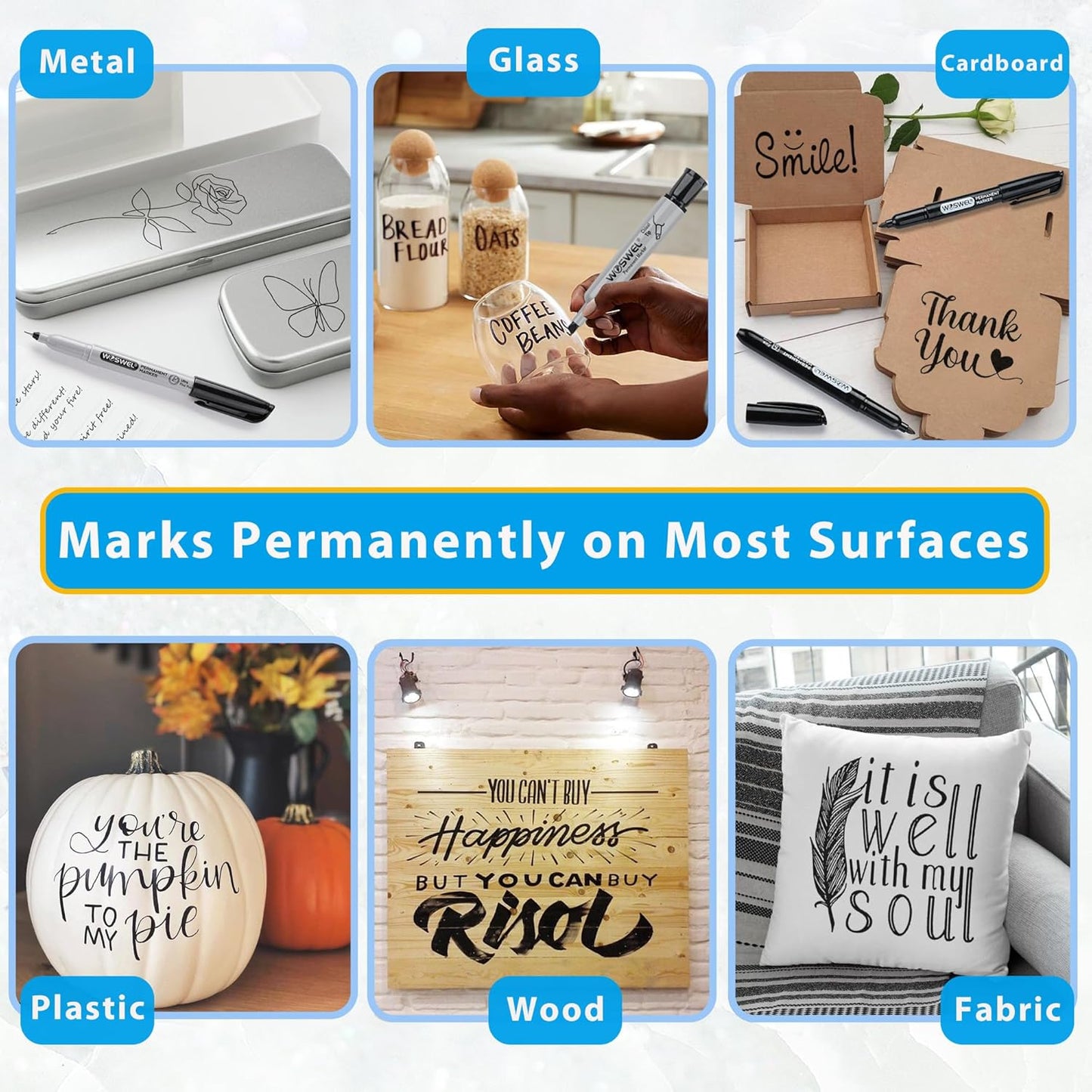 Permanent Markers 36 Variety Pack Bulk,Featuring Ultra-Fine,Chisel Tip,And Fine Tip Marker Set,Writing And Poster Black Markers,Works on Plastic,Wood,Stone,Metal and Glass for Doodling, Marking