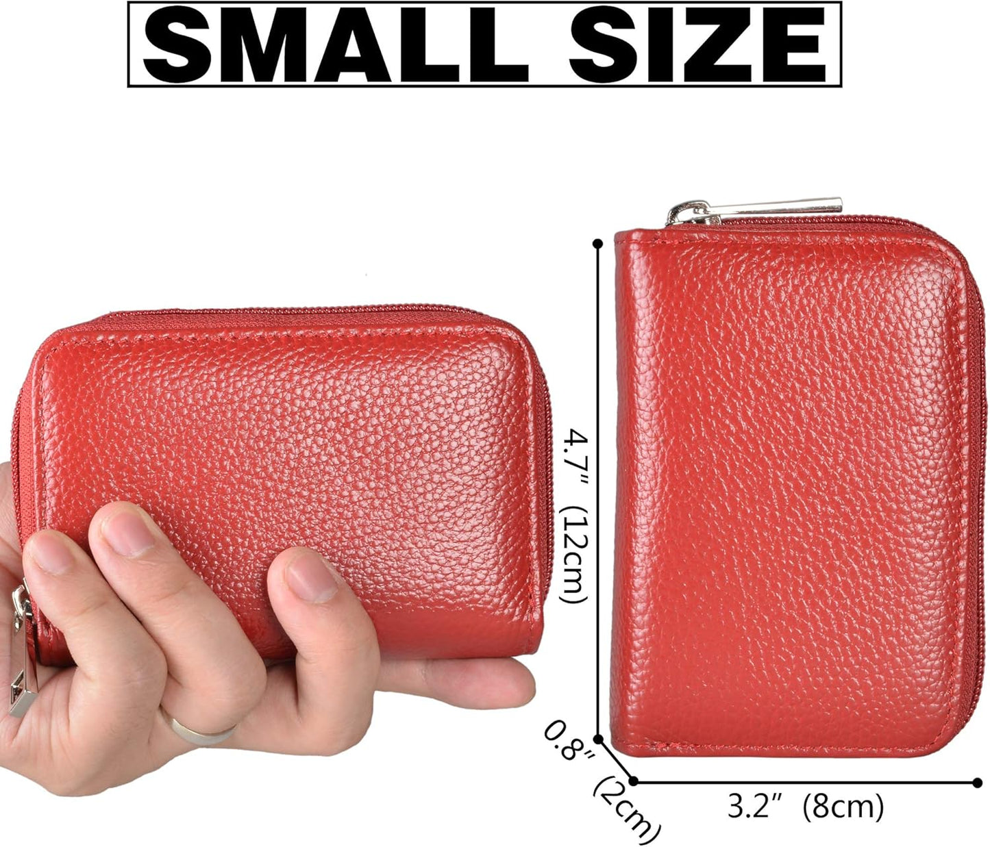 Easyoulife Genuine Leather Credit Card Holder Zipper Wallet With 26 Card Slots