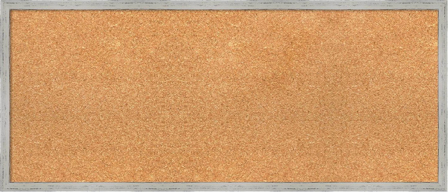 Amanti Art Natural Cork Board for Wall, 15x35 Vision Board with White Frame, Medium Corkboard Office Decor for Home Organization, Cottage Corkboard Pinboard to Display Items for Home Organization in