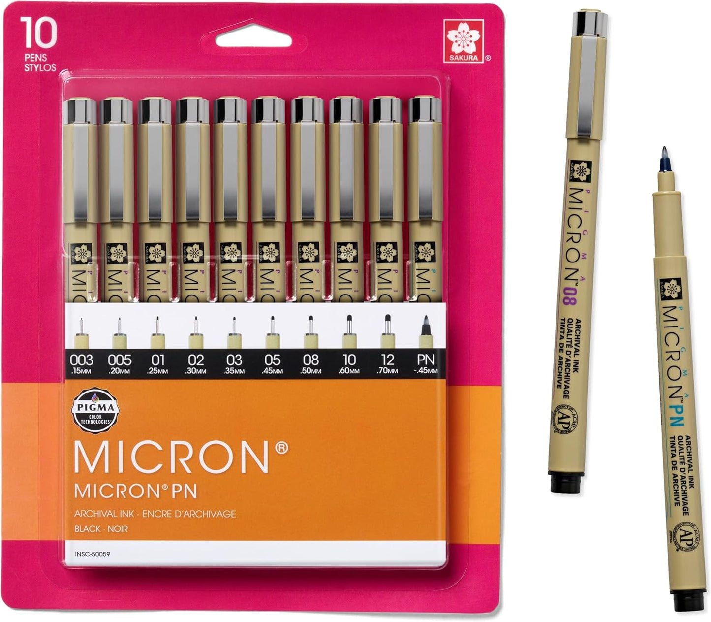 SAKURA Pigma Micron Fineliner Pens - Archival Black Ink Pens - for Writing, Drawing, or Journaling - Assorted Point Sizes - 10 Pack