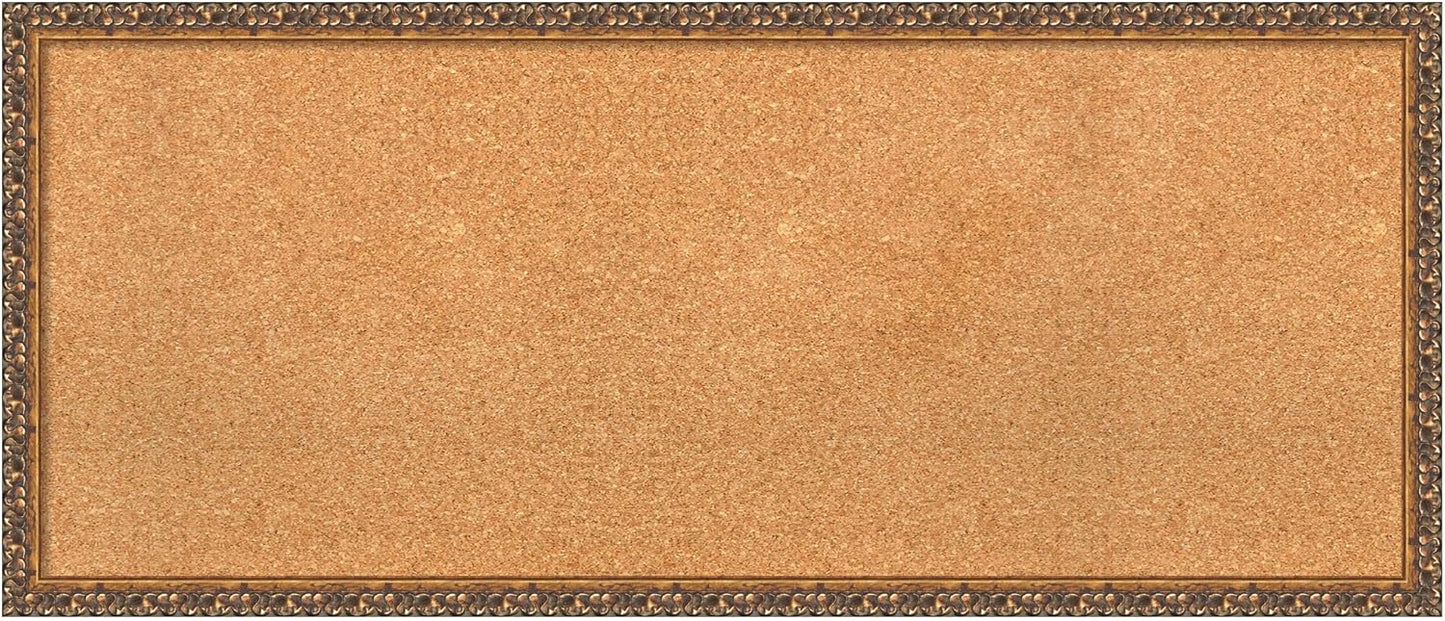 Amanti Art Natural Cork Board for Wall, 18x42 Vision Board with Bronze Frame, Large Corkboard Office Decor for Home Organization, Traditional Corkboard Pinboard to Display Items for Home Organization
