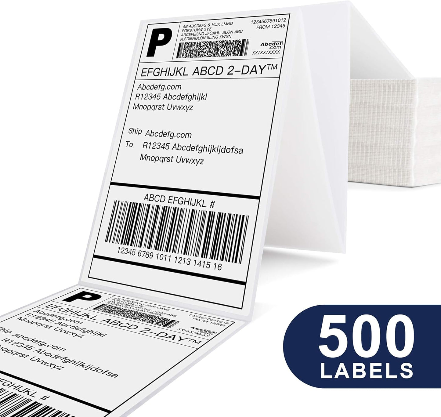 POLONO Genuine 4" x 6" Direct Thermal Shipping Label, Thermal Label (Pack of 500), Perforated Fanfold Labels Compatible with POLONO PL80E, PL70E, PL60 Label Printer, BPA & BPS Free, Commercial Grade