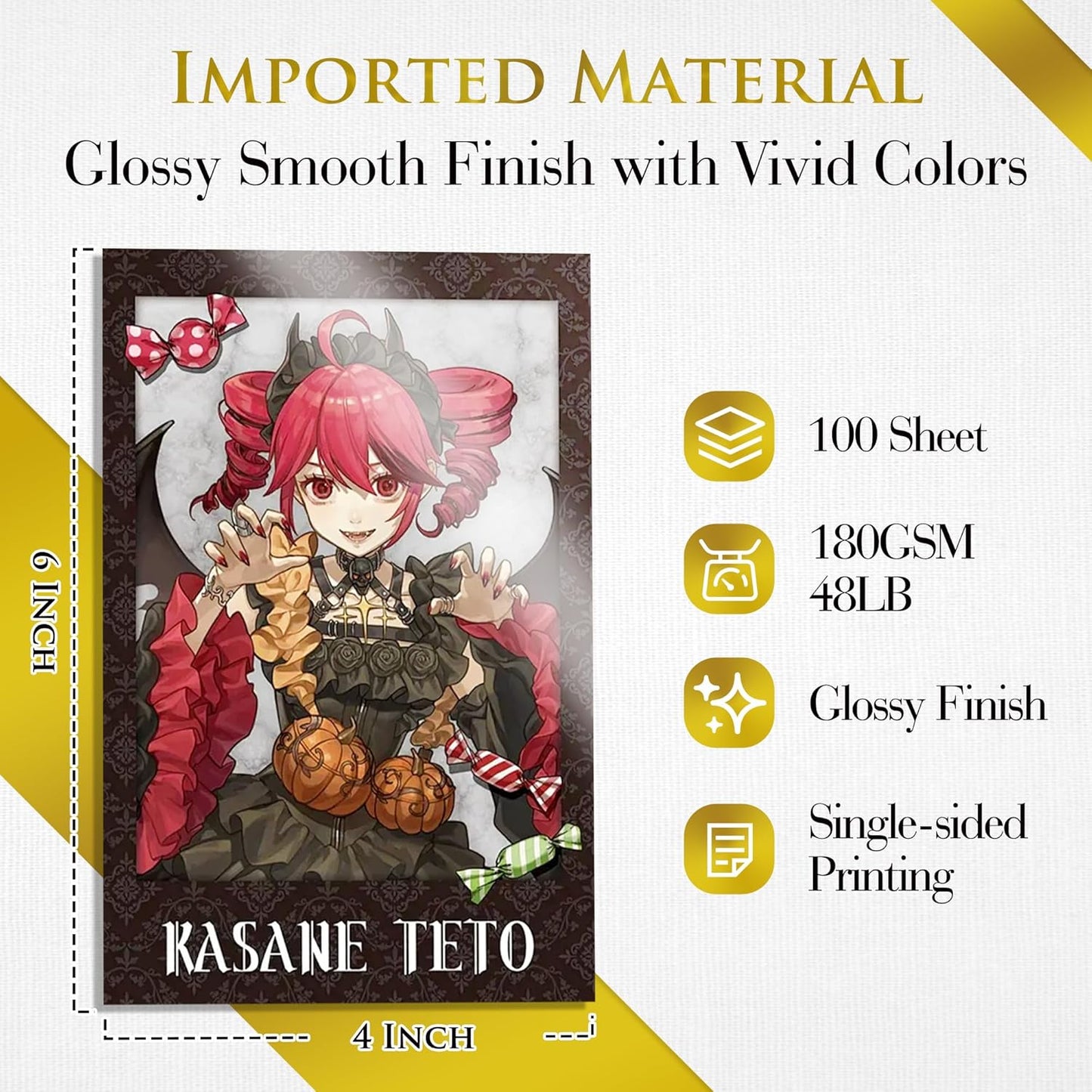 A-SUB Inkjet Glossy Photo Paper 4X6 Inches 48lb 180gsm Professional Glossy Photographic Paper for Inkjet Printers Dye Ink 100 Sheets