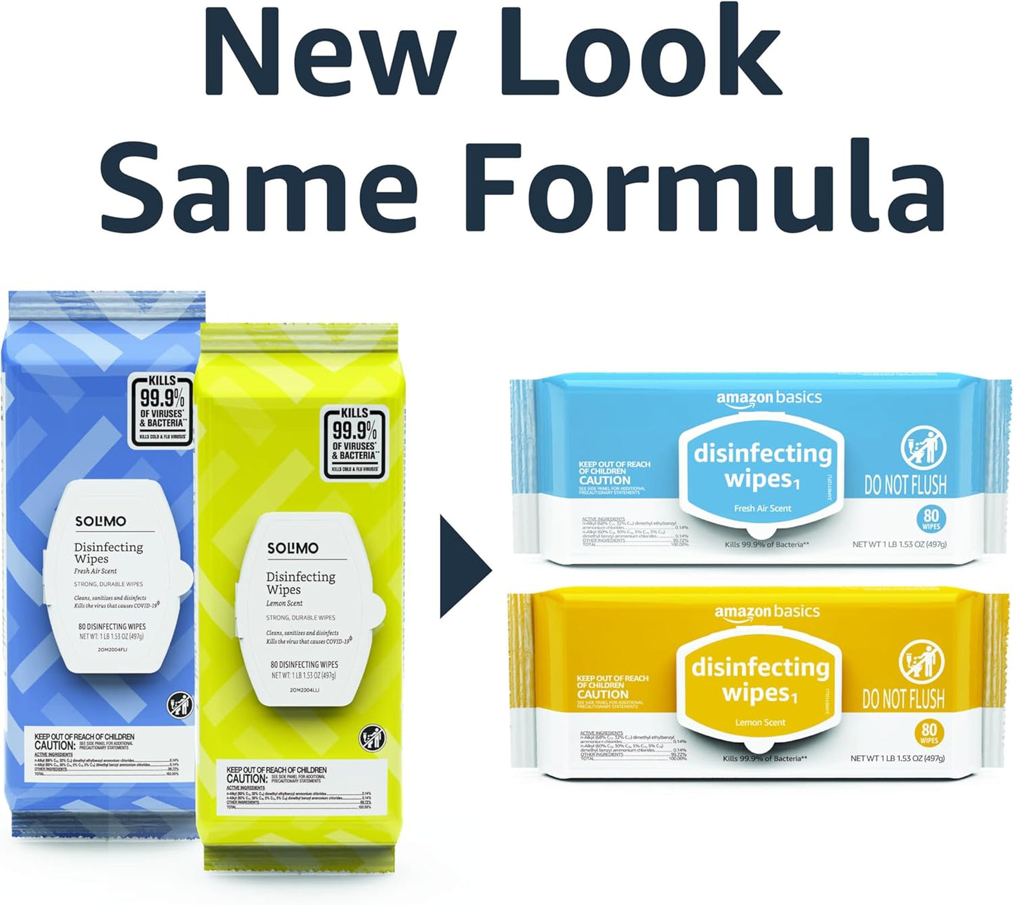 Amazon Basics Disinfecting Wipes, Lemon & Fresh Air Scent, Sanitizes/Cleans/Disinfects/Deodorizes, 320 Count (4 Packs of 80)