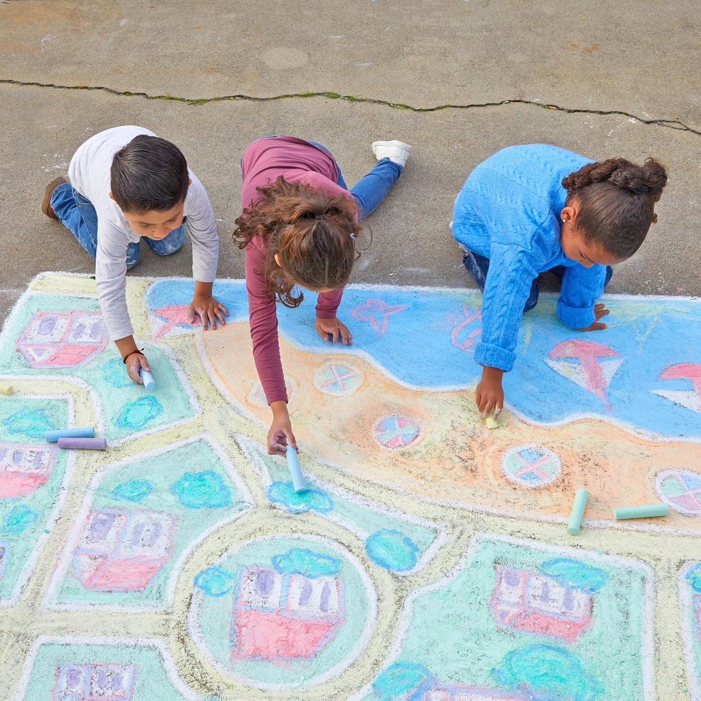 Colorations sidewalk chalk classroom pack, Assorted Set, Outdoor Play, Screen-free, Creativity, Drawing, Hopscotch, Easy to Grip, Colors & Patterns