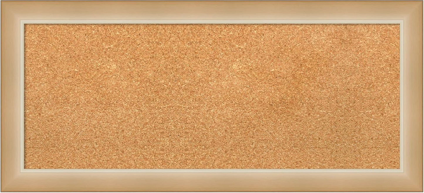 Amanti Art Natural Cork Board for Wall, 15x33 Vision Board with Gold Frame, Medium Corkboard Office Decor for Home Organization, Modern Contemporary Corkboard Pinboard to display items for home