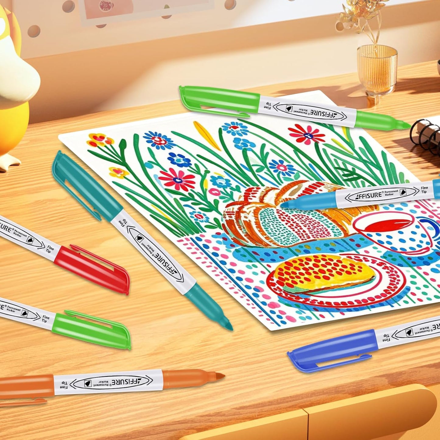 Permanent Markers Assorted Colors Set, 8 Colored Markers 8 Pack, Fine Point，Works on Wood, Plastic, Metal, and More, for Adults, Artist, Taecher, Kids