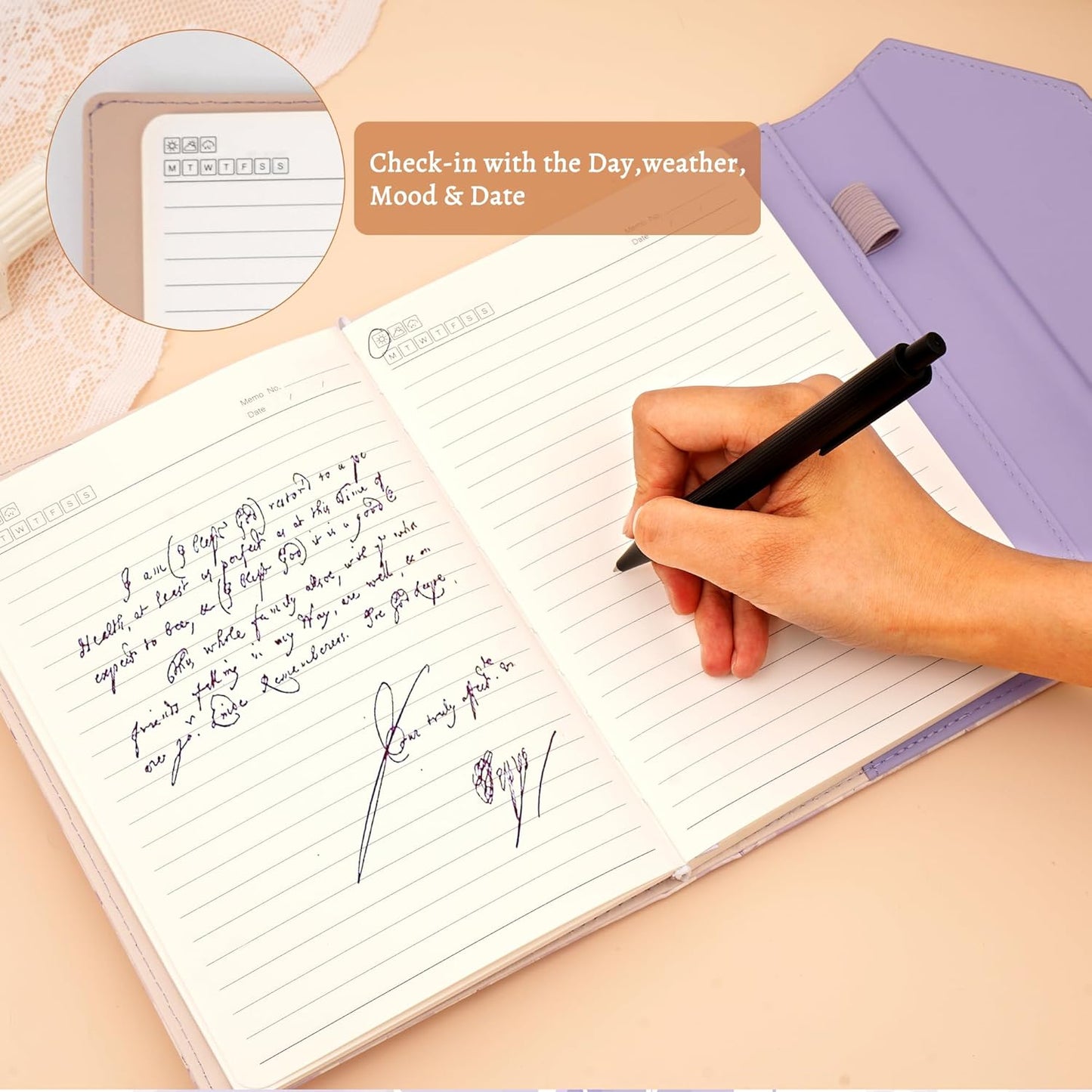 CAGIE Floral Diary with Lock for Women, Teen Girls Journal with Lock, Hardcover Refillable Women Journal with Pen, 6.3 x 8.5 Inch