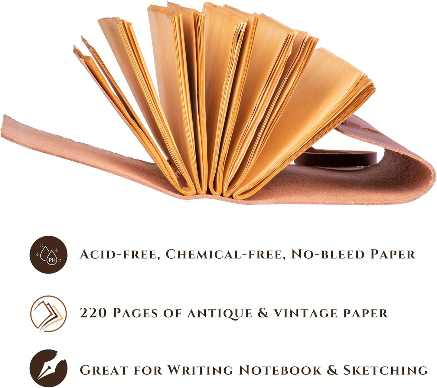 LEATHER VILLAGE Leather Bound Journal - Fuchsia, 8"X6", 220 Pages - Vintage Blank Paper Diary for Writing, Drawing, Sketchbook, and Travel Notebook - Ideal for Women and Men