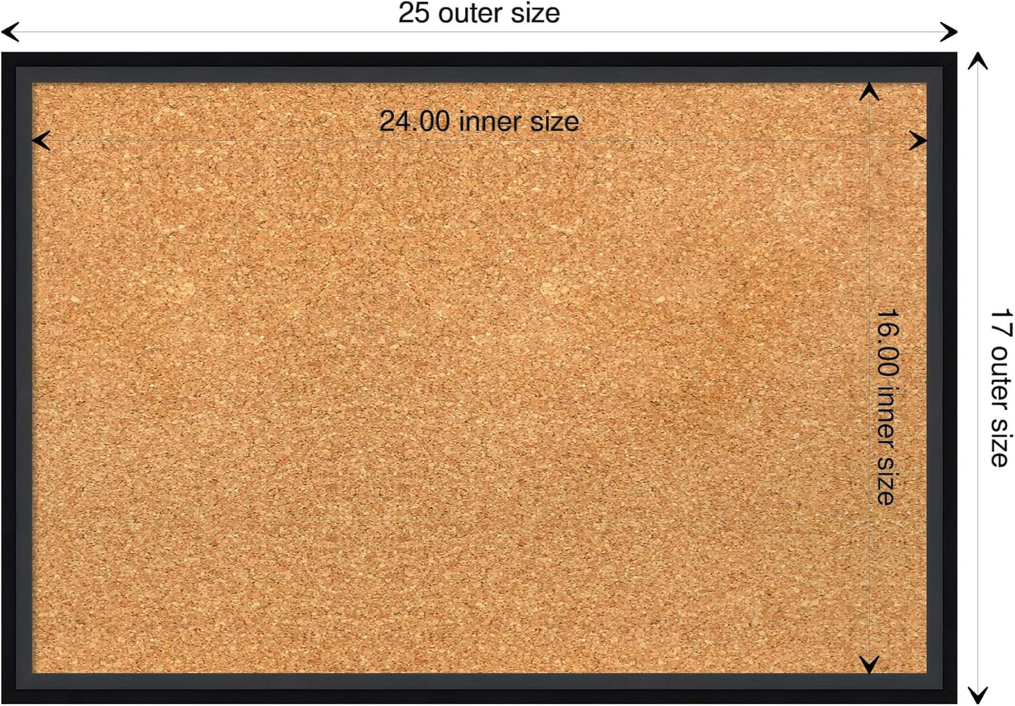 Amanti Art Natural Cork Board for Wall, 17x25 Vision Board with Black Wood Frame, Medium Corkboard Office Decor for Home Organization, Modern Contemporary Corkboard Pinboard to display items for home