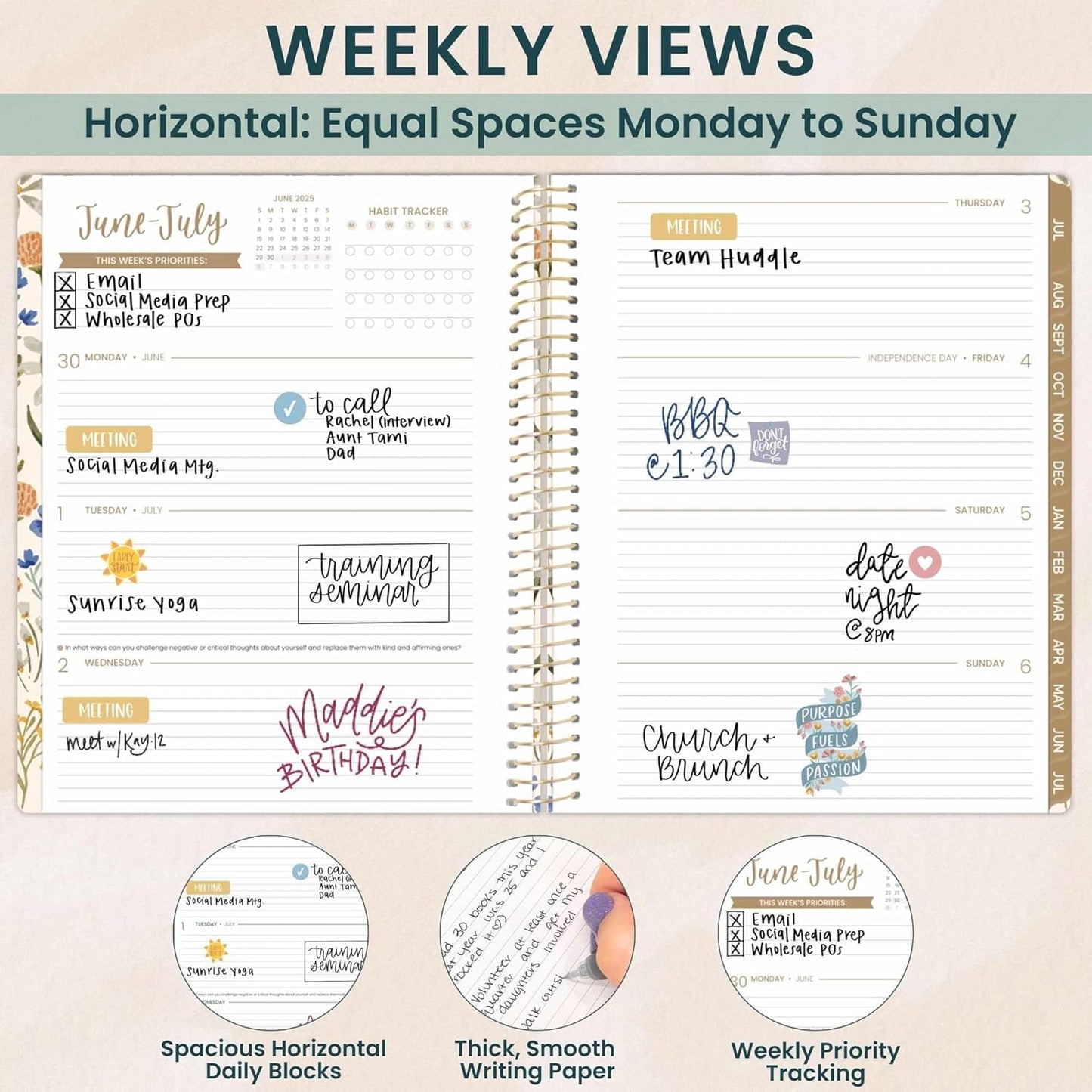 bloom daily planners 2025-2026 (8.5" x 11") Academic Year Day Planner (July 2025 - July 2026) - Weekly & Monthly Dated Agenda Organizer with Stickers & Tabs - Whimsical Wildflowers