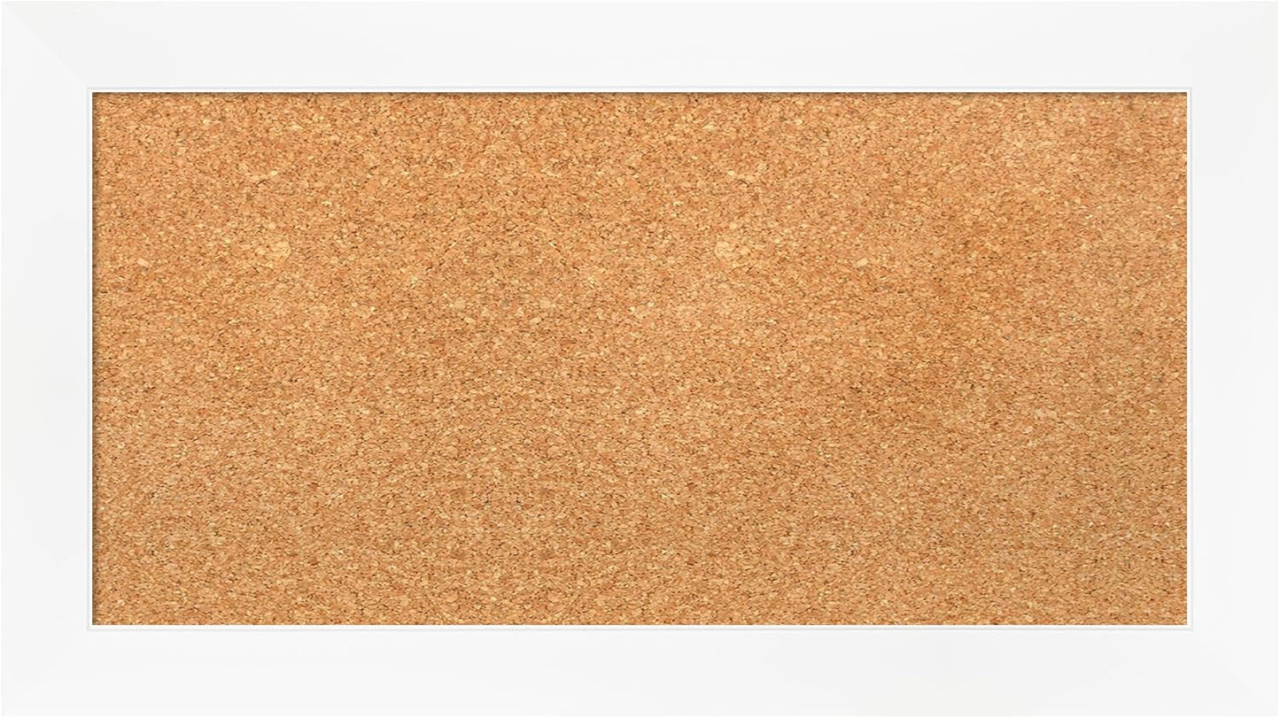 Amanti Art Natural Cork Board for Wall, 15x27 Vision Board with White Frame, Small Corkboard Office Decor for Home Organization, Modern Corkboard Pinboard to Display Items for Home Organization in