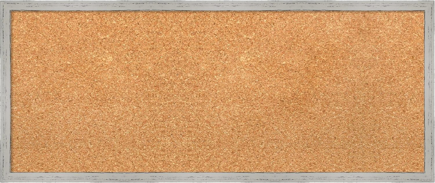 Amanti Art Natural Cork Board for Wall, 13x31 Vision Board with White Frame, Medium Corkboard Office Decor for Home Organization, Cottage Corkboard Pinboard to Display Items for Home Organization in