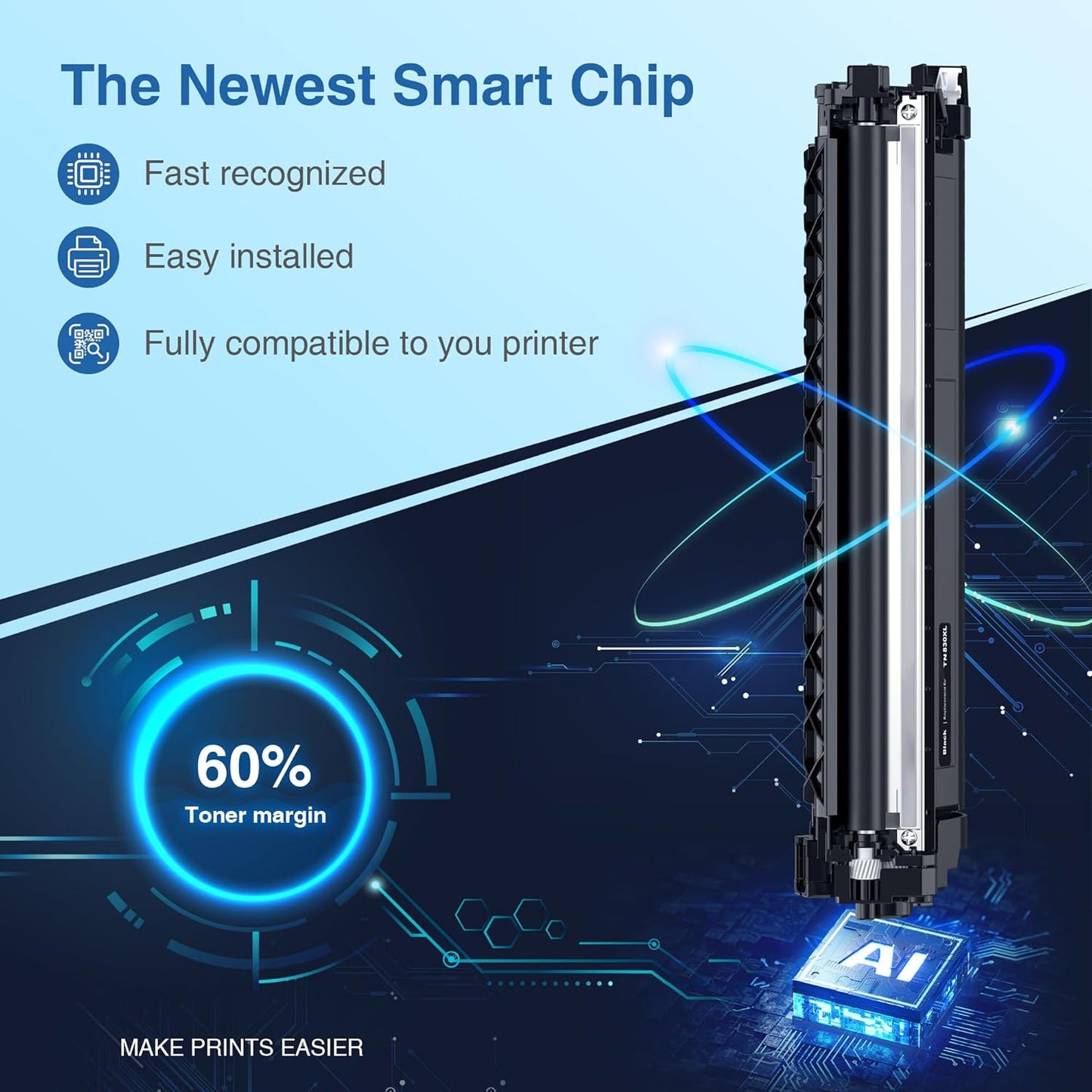 TOKYOINK TN830XL Toner TN830 Cartridges Replacement for Brother TN830 830XL Toner Compatible with DCP-L2640DW MFC-L2820DW HL-L2400D HL-L2460DW HL-L2405W HL-L2465DW HL-L2480DW Printer (1 Pack)