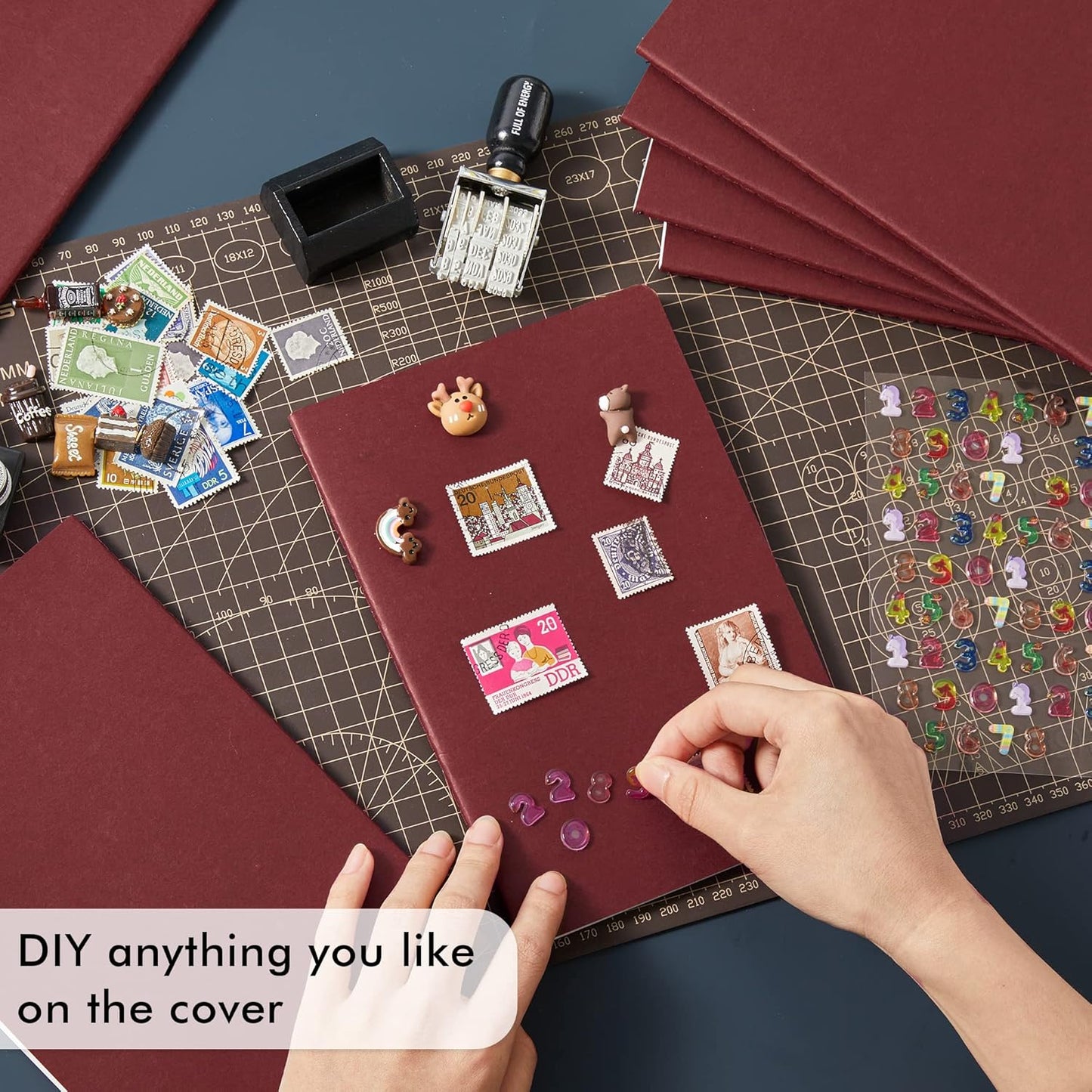 feela 8 Pack Soft Cover Journal Bulk, Notebooks College Ruled for Work, Lined Travel Journal for Women Men, Note Taking Notebook School Supplies Business Writing, 8.2” x 5.5”, A5, Wine