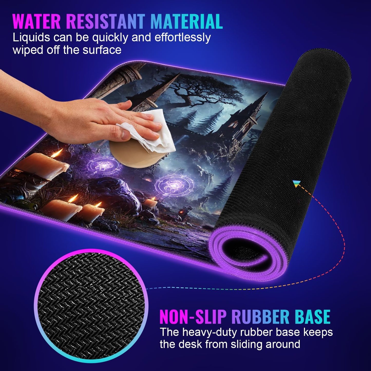 Gaming Mouse Pad - Desk Mat Gaming Mouse Pad , Medium Extra Large Extended Big Long Huge XL XXL and XXXL RGB LED Light Mousepad For a Computer , PC Mats Mousepads Sorcerers Fate