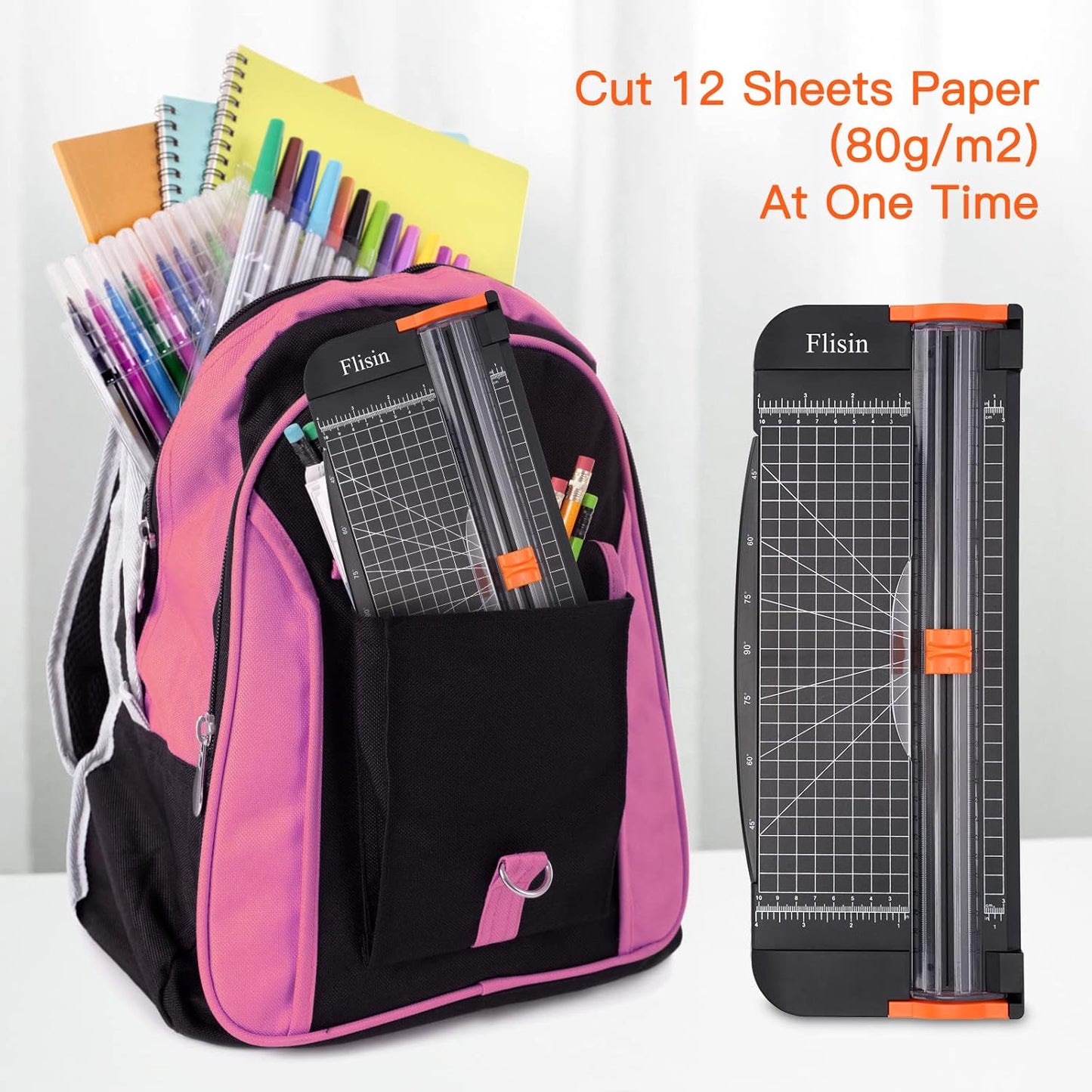 Paper Cutter,Portable Paper Slicer,12 Inch Paper Trimmer Scrapbooking Tool with Automatic Security Safeguard and Side Ruler for Craft Paper,A4 Paper,Coupon, Label and Cardstock (Black)