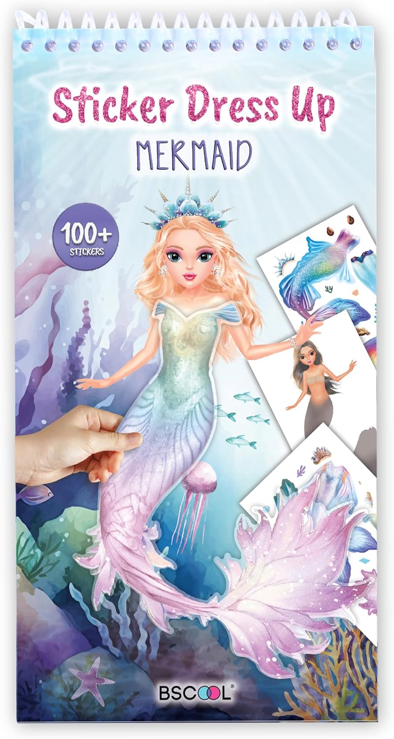 Sticker Dress up Mermaid - Sticker Activity Book for Kids. Learn Girls Fashion Design for Mermaid with Stickers and Guides for Kids 5 and up. Little Designer Creativity Book